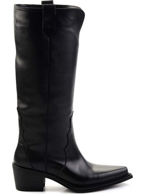 Bambi Siyah Deri Kadın Çizme K03274324503