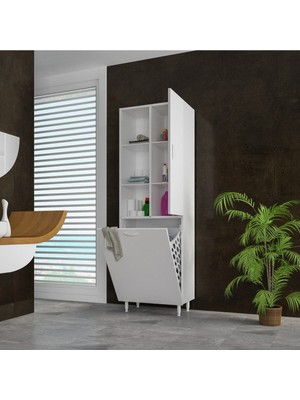 Modilayn Tek Kapaklı Sepetli Banyo Dolabı