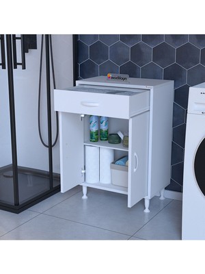 Modilayn Mutfak Dolabı Çekmeceli ve 2 Kapaklı Çok Amaçlı Dolap Banyo Dolabı Ofis Dolabı Raflı