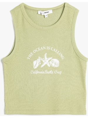 Koton Kolsuz Slim Fit Bisiklet Yaka Deniz Temalı Baskılı Atlet