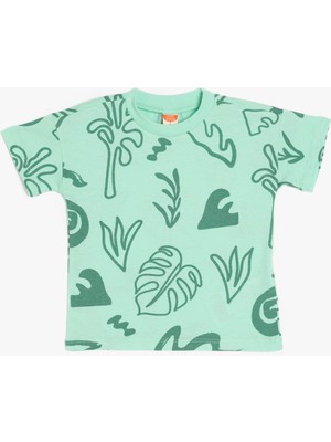 Koton Bisiklet Yaka Pamuklu Desenli Kısa Kollu Tişört