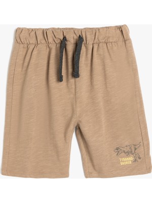 Koton Pamuklu Dinozor Baskılı Beli Bağlamalı Şort