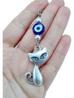 Nazar Boncuğu Dikiz Ayna Süsü, Metal Kedi Yeni Araba Hediyesi