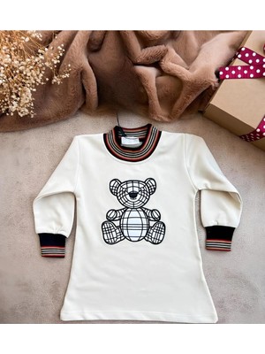 Butik Kız Çocuk Bebek Mini Ayıcık Baskılı Elbise
