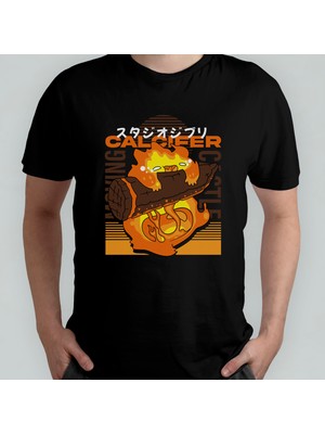 Pixxa Howl's Moving Castle Ghibli Calcifer %100 Pamuklu Bisiklet Yaka T-Shirt Model 1