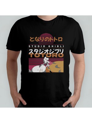Pixxa My Neighbor Totoro Ghibli Miyazaki %100 Pamuklu Bisiklet Yaka T-Shirt Model 1