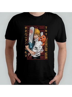 Pixxa Chainsaw Man %100 Pamuklu Bisiklet Yaka T-Shirt Model 12