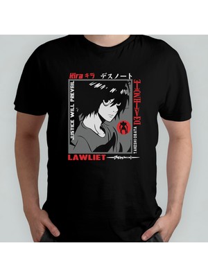 Pixxa Death Note Anime Manga %100 Pamuklu Bisiklet Yaka T-Shirt Model 1