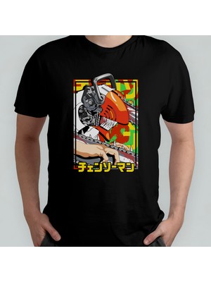 Pixxa Chainsaw Man %100 Pamuklu Bisiklet Yaka T-Shirt Model 11