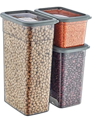 Smartware 4'lü Set Skali Dikdörtgen Saklama Kabı Antrasit (4'şer Adet 1210 Ml, 2350 Ml, 3500 Ml)