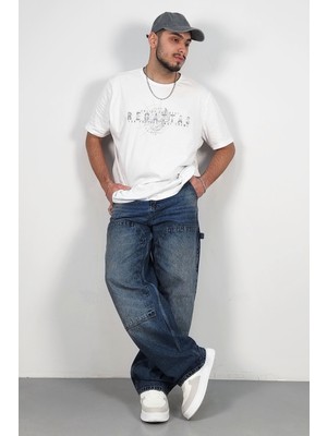 Cedy Denım Yüksek Kalite Erkek Yüksek Bel Worker Tarz Skater Jean