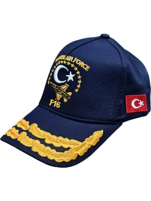 Seyhan Askeri Malzeme F16 Turkısh Aır Force Lacivert Çift Defne Dalı Işlemeli