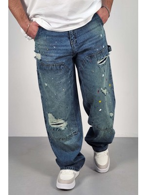 Cedy Denım Yüksek Kalite Erkek Yüksek Bel Worker Tarz Skater Jean