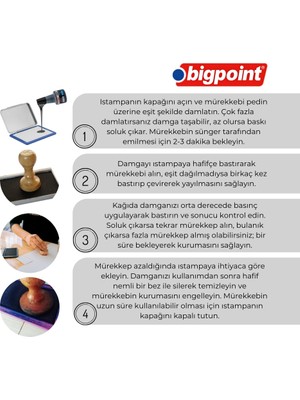Bigpoint Istampa Mürekkebi Kaşe ve Istampa ile Uyumlu Yağsız ve Kalıcı Mürekkep Mavi 60 ml