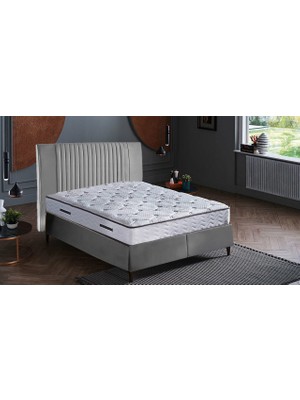 Bellona Baza Başlık Yatak Seti 120x200 10 Yıl Yatak Garantili Gri - Tek Kişilik