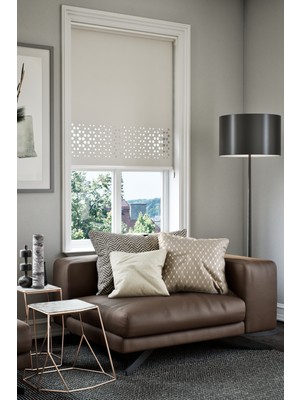 Lazer Kesim Mat Stor Perde, Lazer Kesimli Klasik Serisi, C-4002 Ekru Renk