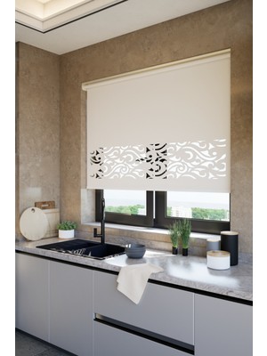 Lazer Kesim Mat Stor Perde, Lazer Kesimli Klasik Serisi, C-8001 Beyaz Renk