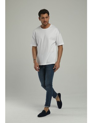 Closus Yuvarlak Yaka Beyaz Oversıze Organik Pamuk T-Shirt