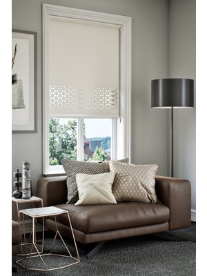 Lazer Kesim Mat Stor Perde, Lazer Kesimli Klasik Serisi, C-4001 Beyaz Renk