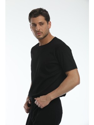 Closus Yuvarlak Yaka Siyah Relax Organik Pamuk T-Shirt