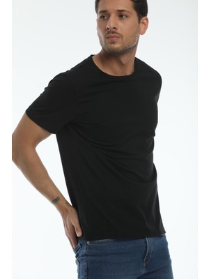 Closus Yuvarlak Yaka Siyah Regular Fit Organik Pamuk T-Shirt
