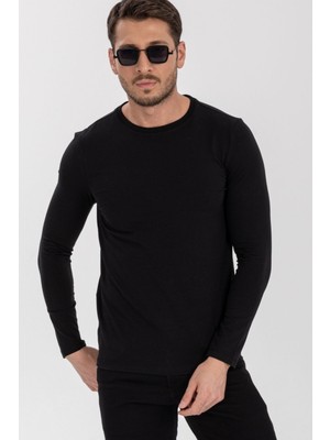 Closus Slong Yuvarlak Yaka Uzun Kollu Slim Fit Basıc