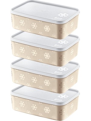 Smartware 4'lü Set No Frost Saklama Kabı Latte 1600 ml