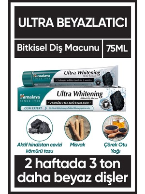 Himalaya Ultra Whitening Diş Macunu 75 ml Aktif Kömürle Beyazlatma Etkisi
