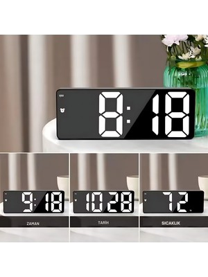 Art Nest  LED Ekran USB Güç Dijital Aynalı Masa Saati