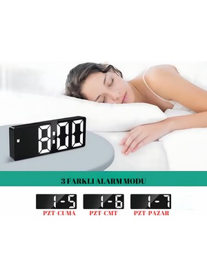 Art Nest  LED Ekran USB Güç Dijital Aynalı Masa Saati