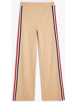 Koton Viskon Karışımlı Şerit Detaylı Beli Lastikli Geniş Paça Pantolon
