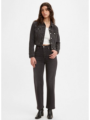 Ribcage Straight Ankle Siyah Kadın Yüksek Bel Denim Pantolon 72693-0134 Beden: 24-27