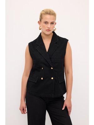 Kruvaze Jean Yelek Siyah 179L9053001