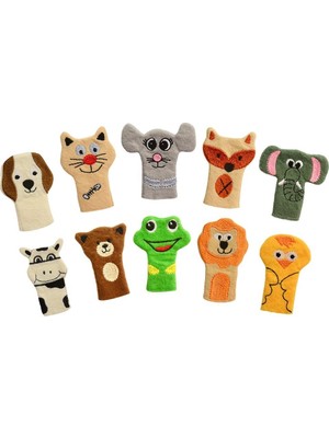 Anki Toys 8 cm Unisex Parmak Kukla Seti - 10 Adet Nakışlı Hayvan Figürü
