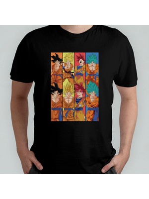 Pixxa Dragon Ball Goku %100 Pamuklu Bisiklet Yaka T-Shirt Model 5