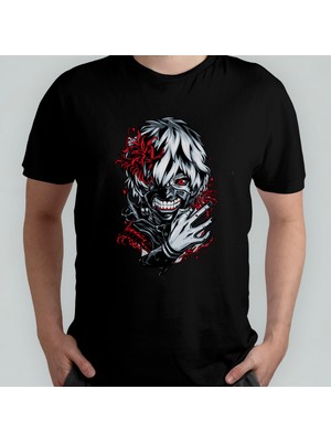 Pixxa Tokyo Ghoul %100 Pamuklu Bisiklet Yaka T-Shirt Model 3