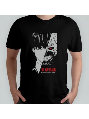 Pixxa Tokyo Ghoul %100 Pamuklu Bisiklet Yaka T-Shirt Model 9