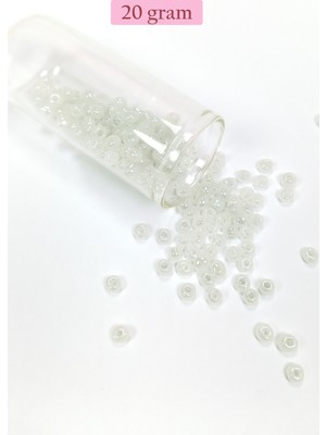 Royaleks Dökme Cam Kum Boncuk Büyük Boy (6/0) 4 mm - 20 Gram - Inci Beyaz - BNC081