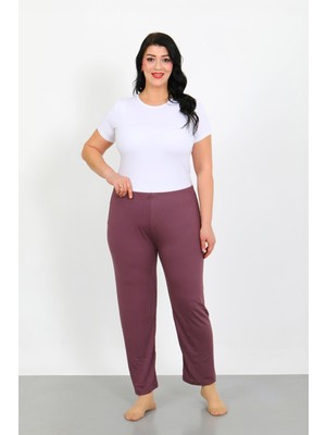 Akbeniz Kadın Büyük Beden Mürdüm Tek Alt Pijama 27555