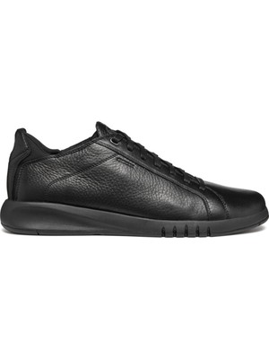 Geox Erkek Siyah U Aerantis A - Tumb Bağcıklı Deri Sneaker U357FA00046C9999
