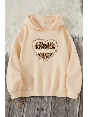 Only Trendwear Kalp Baskılı Erkek - Kız Çocuk Rahat Kalıp Sweatshirt