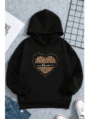 Only Trendwear Kalp Baskılı Erkek - Kız Çocuk Rahat Kalıp Sweatshirt