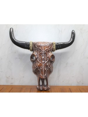 Periboia Ahşap Duvara Asmalı Bufalo Kafası