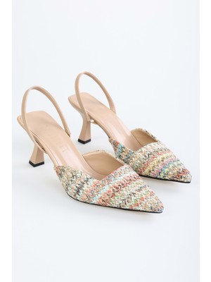 Shoeberry Kadın Maen Renkli Hasır Topuklu Stiletto