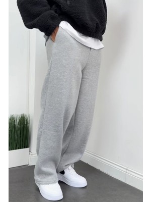 BSBSPOR Geniş Paça Ayarlanabilir Bol Paçalı Eşofman Altı 7XL Unisex Kadın Erkek İçin Gri