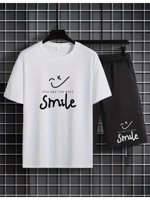 Punıx  Kıds  Özel Üretim Smile Baskılı  Yeni  Stil Erkek  Çocuk  T-Shırt Şort  Takım