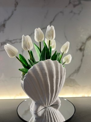 Kmk Istiridye Vazo 18  cm  (Boyanabilir ve Çiçekler Sete Dahil Değildir)