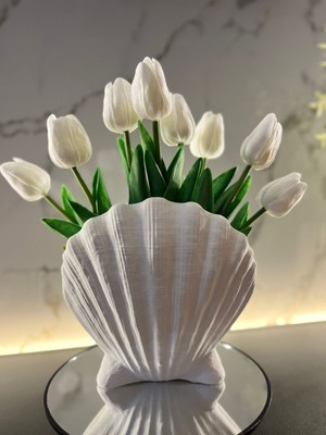 Kmk Istiridye Vazo 18  cm  (Boyanabilir ve Çiçekler Sete Dahil Değildir)