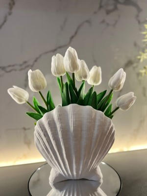 Kmk Istiridye Vazo 18  cm  (Boyanabilir ve Çiçekler Sete Dahil Değildir)