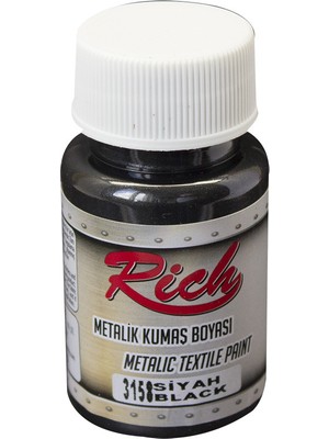 Rich Metalik Kumaş Boyası 50 cc Siyah 3158